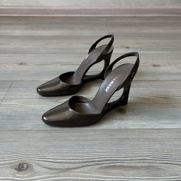 Jil Sander Shoes - Jil Sander Patent Leather Olive Heels